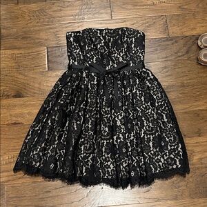 Robert Rodriguez Black Strapless Lace Dress